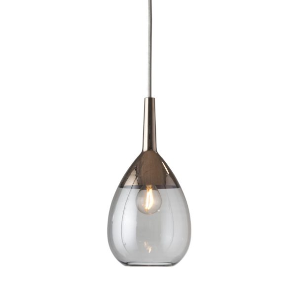 Lute Pendant Lamp, Smokey Grey / Platinum, 27cmH