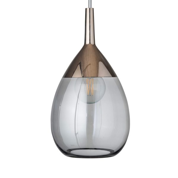 Lute Pendant Lamp, Smokey Grey / Platinum, 70cmH