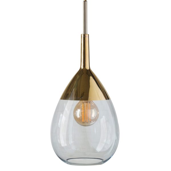 Lute Pendant Lamp, Topaz Blue / Gold, 49cmH