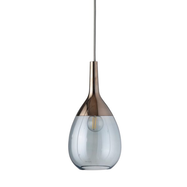 Lute Pendant Lamp, Topaz Blue / Platinum, 27cmH