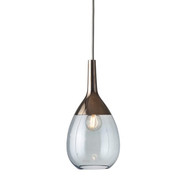 Lute Pendant Lamp, Topaz Blue / Platinum, 27cmH