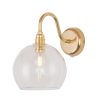 Rowan Wall Lamp, Clear w Gold, 15cm