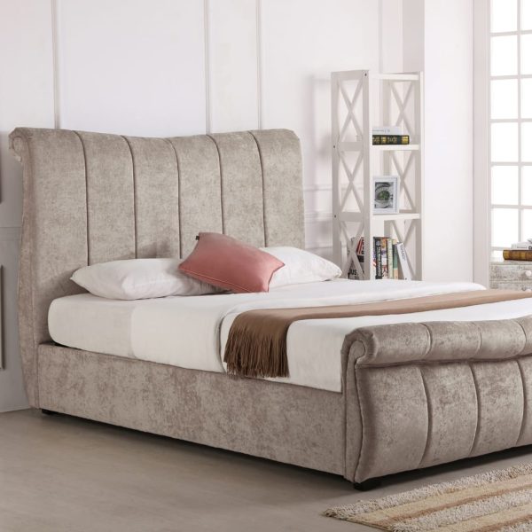 Barlestone Fabric Sleigh Ottoman Bed Stone