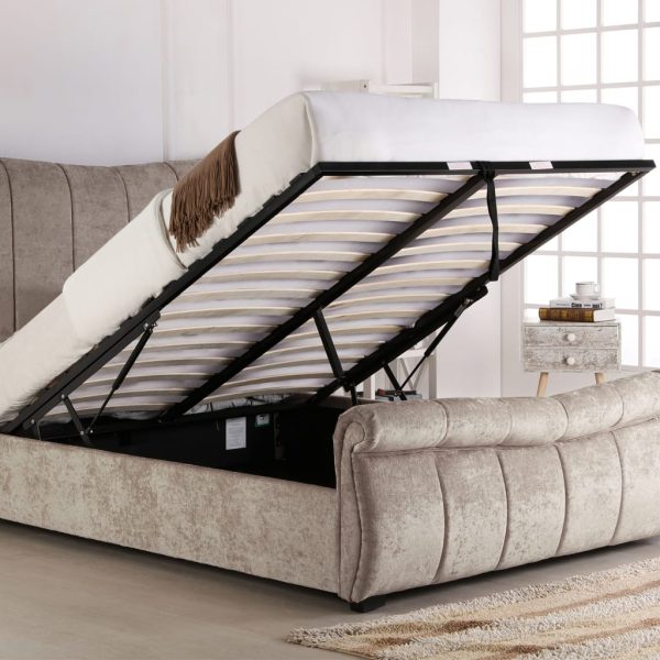 Bosworth Fabric Sleigh Ottoman Bed Stone