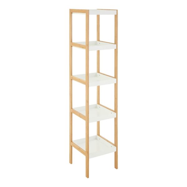 Onze Five Tier White Bamboo Shelf Unit