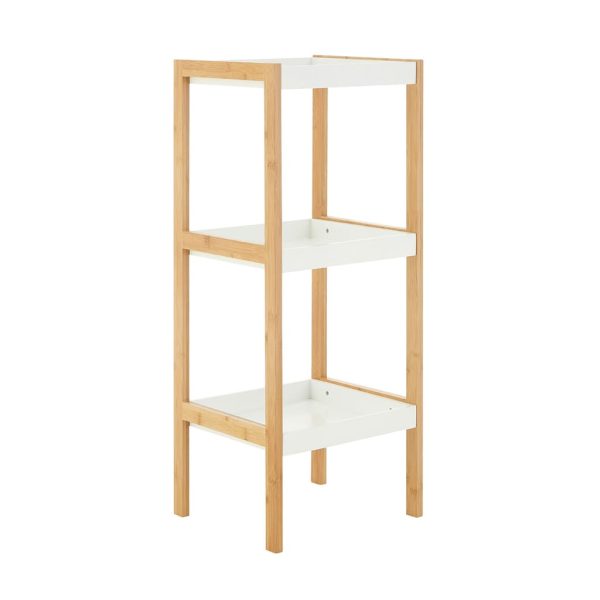 Onze Three Tier White Natural Shelf Unit