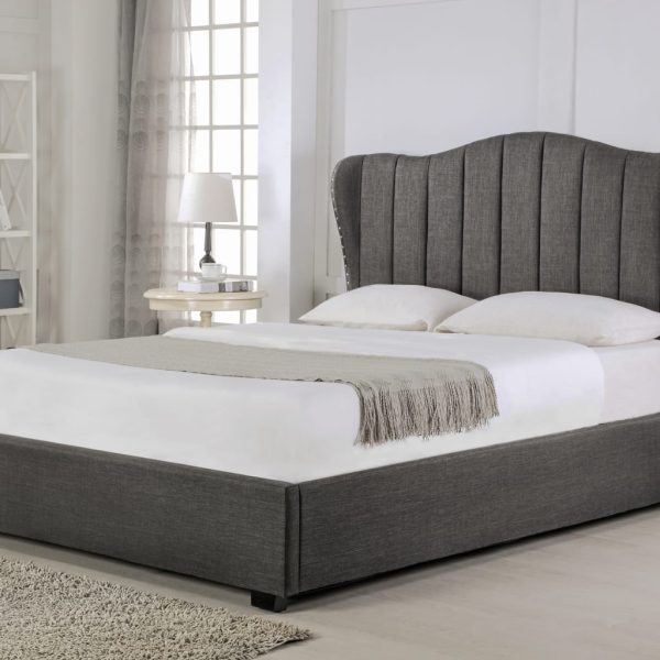 Wakefield Fabric Sleigh Ottoman Bed Grey