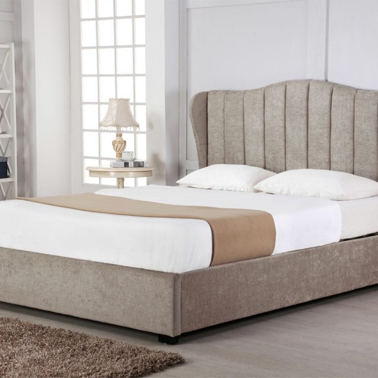 Wakefield Fabric Sleigh Ottoman Bed Stone The Haven Home Interiors