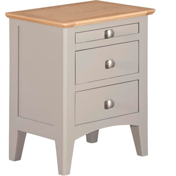 Evelyne Grey 3 Drawer Bedside