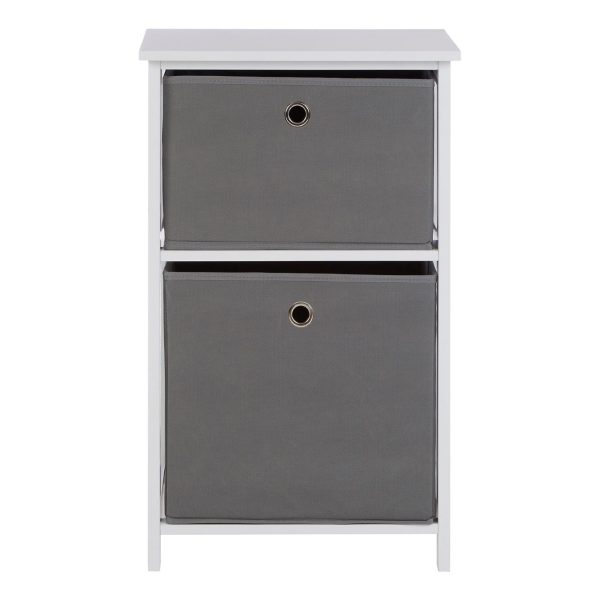 Lando 2 Drawer Grey Fabric Cabinet