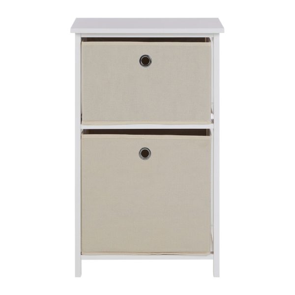 Lando 2 Drawer Natural Fabric Cabinet