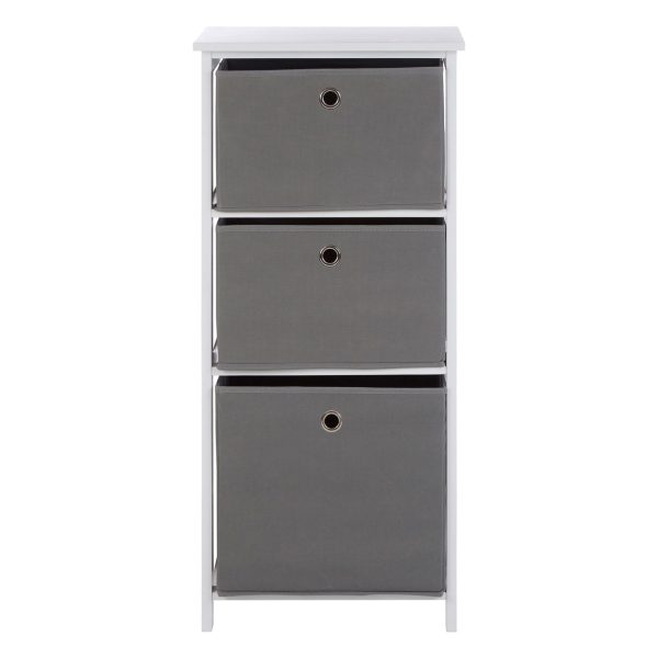 Lando 3 Drawer Grey Fabric Cabinet