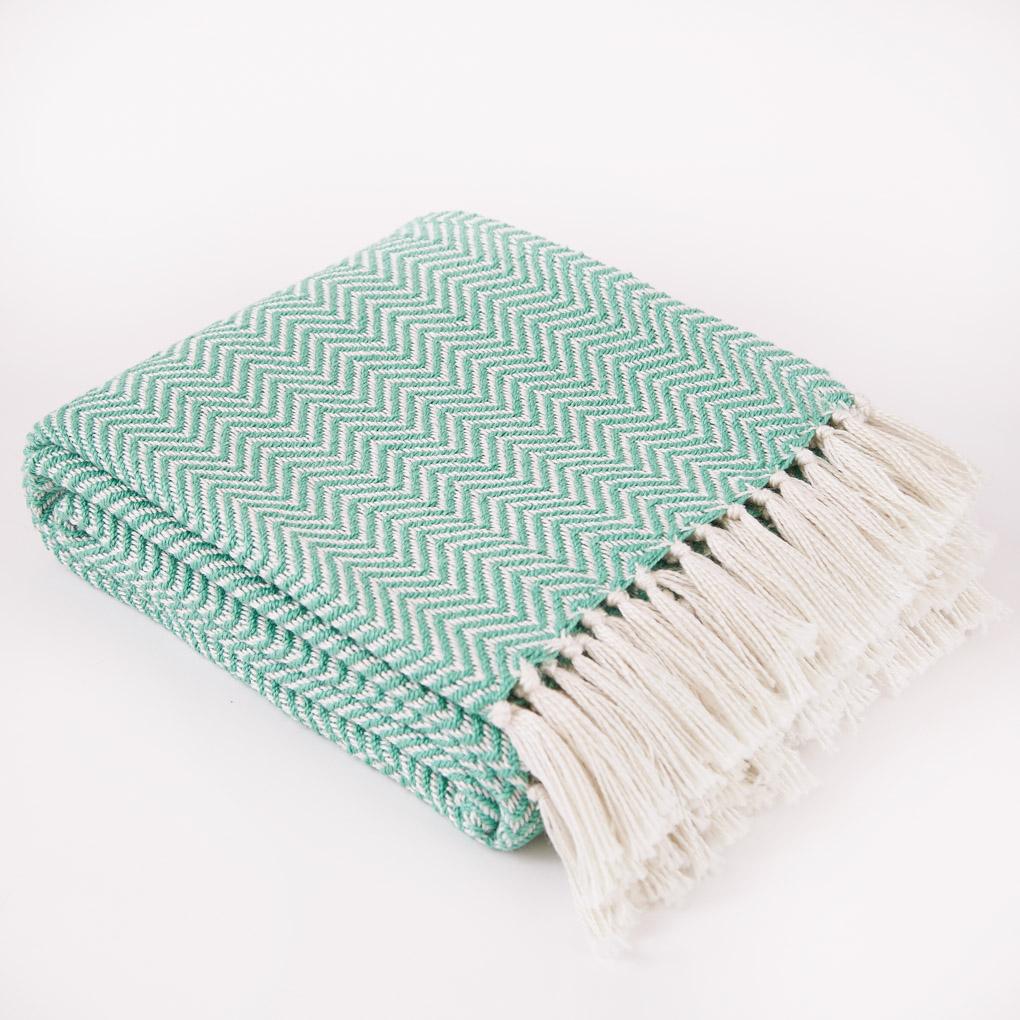 Aqua Herringbone Blanket The Haven Home Interiors