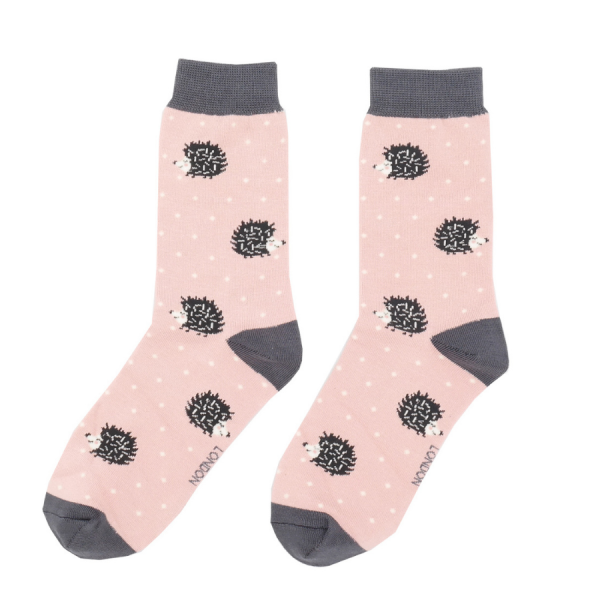 Dusky Pink Sleepy Hedgehog Socks