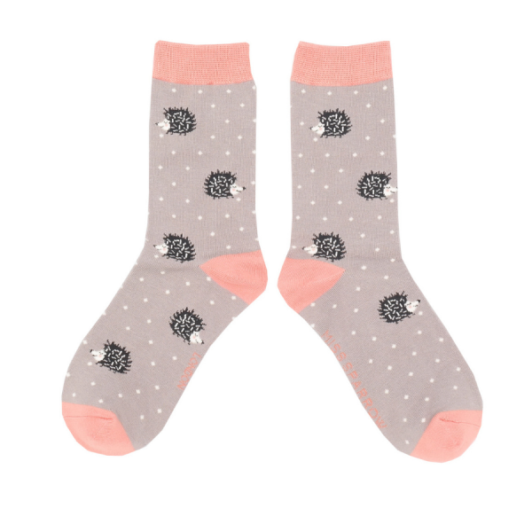 Grey Sleepy Hedgehog Socks