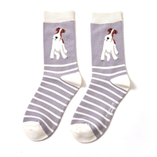 Light Grey Stripe Fox Terrier Socks