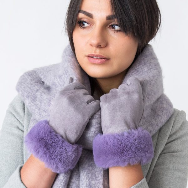 Ravi Grey Fur Edge Gloves