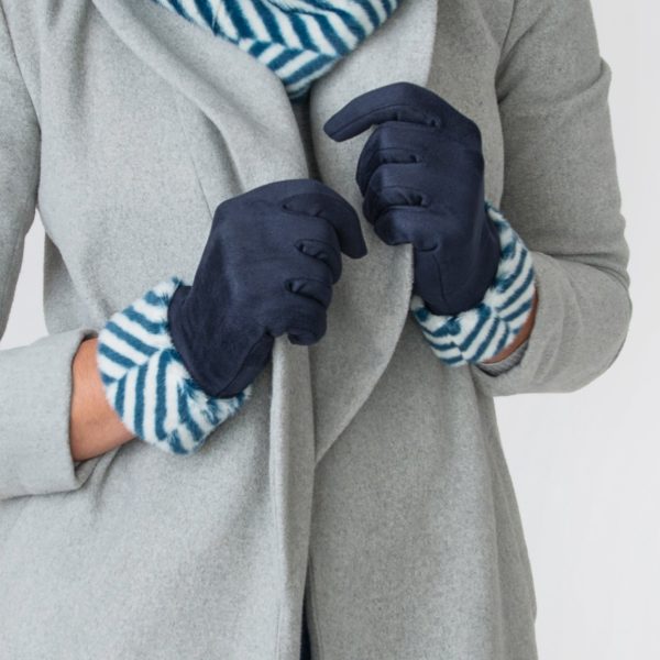 Saffy Navy Zebra Print Gloves