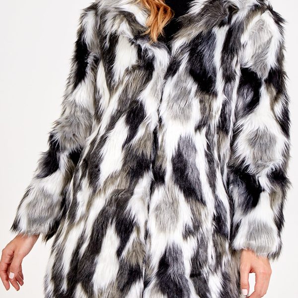 Abstract Faux Fur Coat