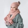 Ellen Pink Knitted Pom Pom Scarf