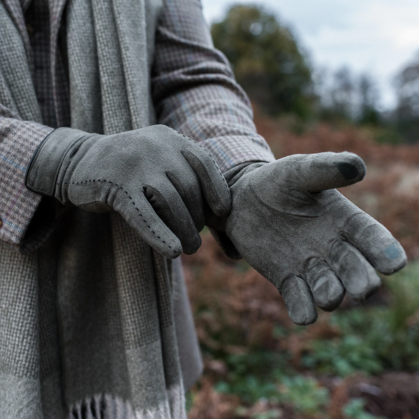 Henry Green Mens Faux Suede Touch Screen Gloves