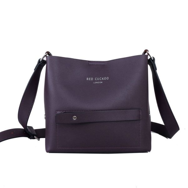 Purple Front Zipper Pocket Cross Body Bag