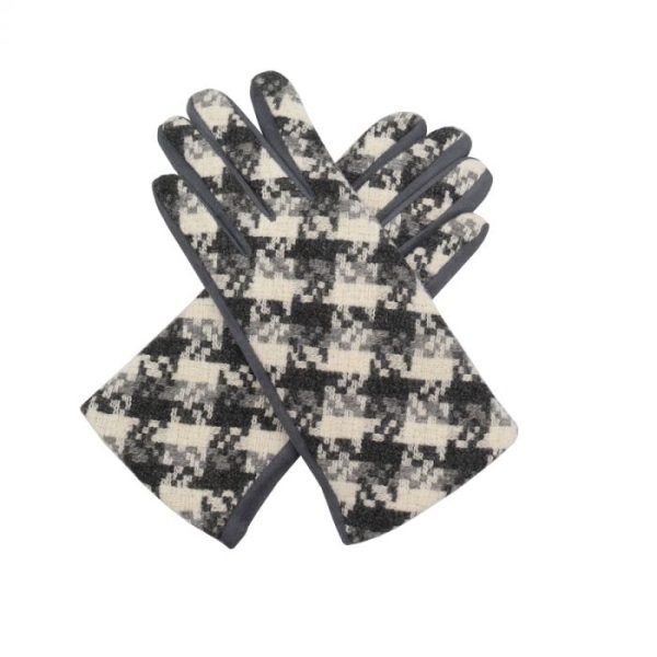 Grey Woven Check Gloves