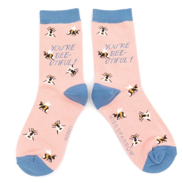 Dusky Pink Bee-utiful Socks