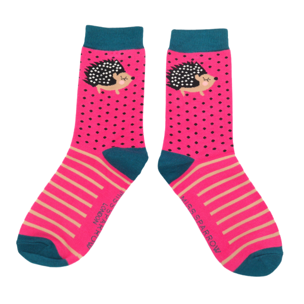 Hot Pink Little Hedgehogs Socks