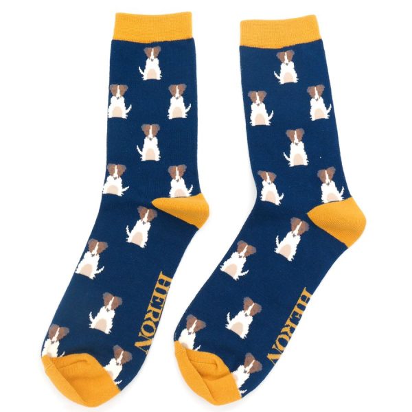Mr Heron Navy Mini Jack Russells Socks