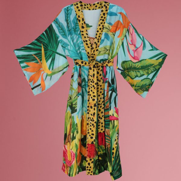Cheetah Print Kimono Gown
