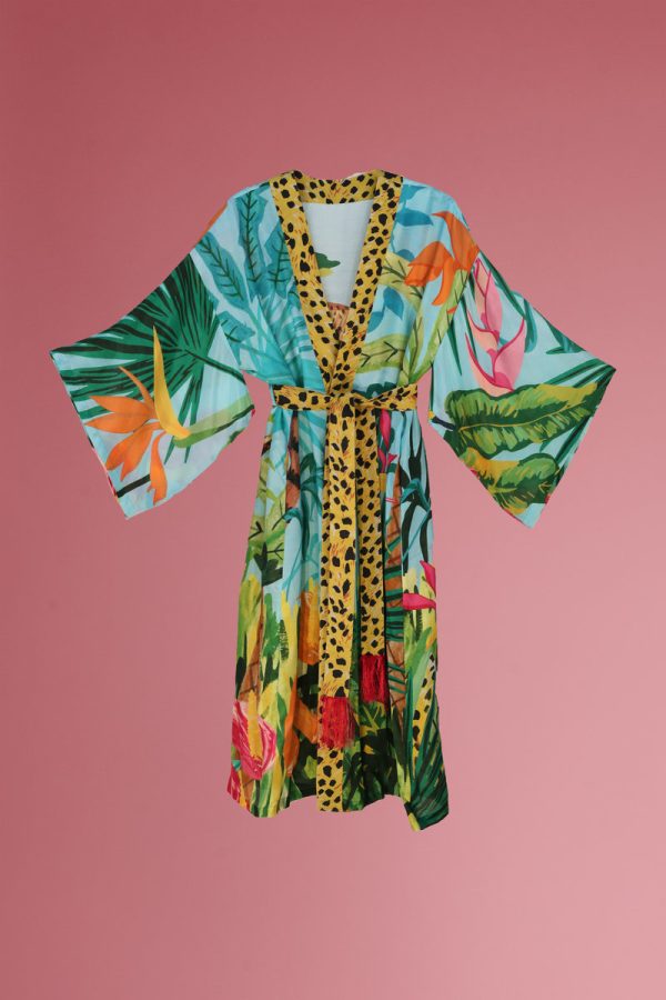 Cheetah Print Kimono Gown