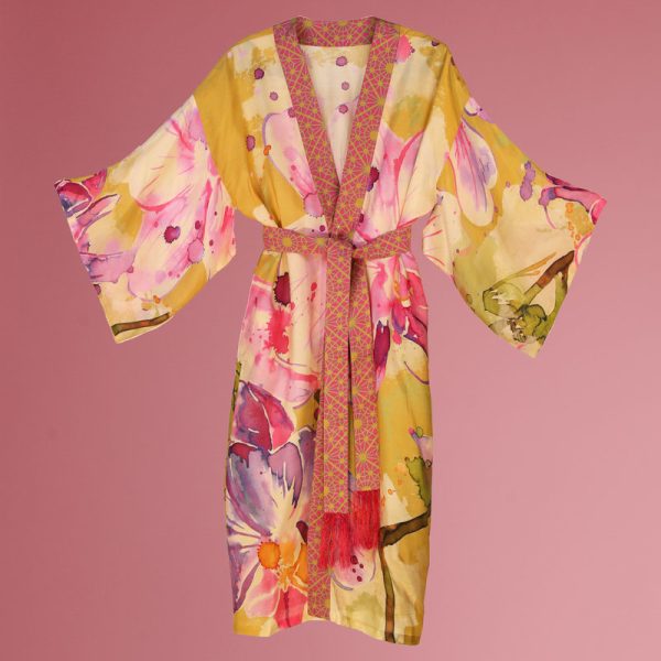 Mustard Orchid Kimono Gown