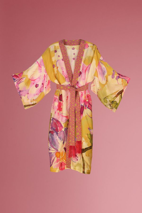 Mustard Orchid Kimono Gown