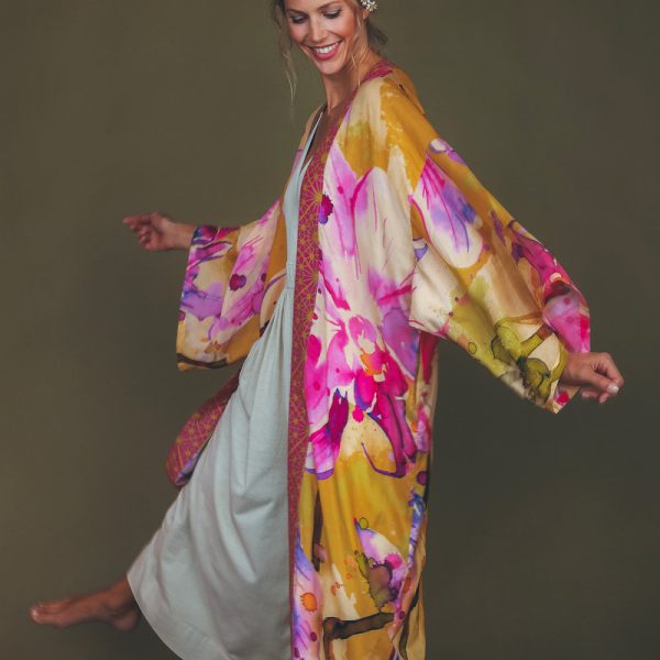 Mustard Orchid Kimono Gown