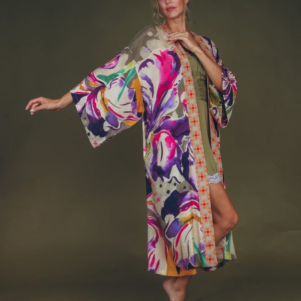 Sage Iris Kimono Gown