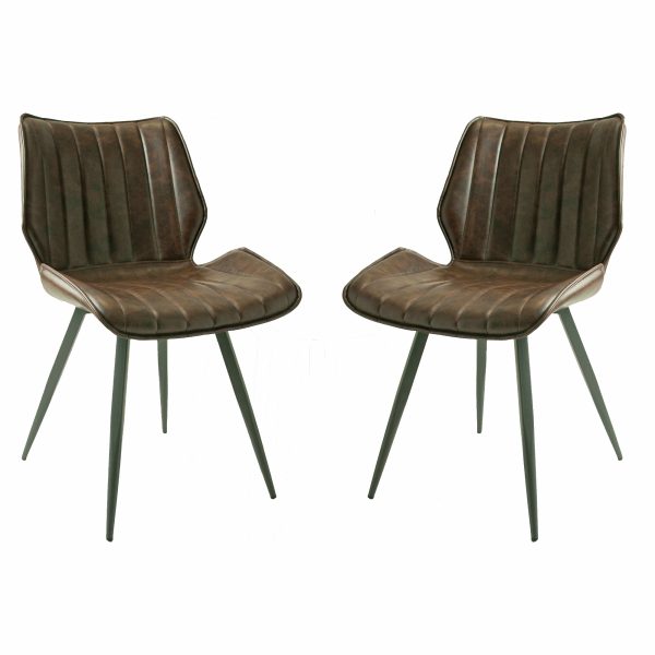 Ascoli Vegan Leather Chestnut Dining Chair PAIR