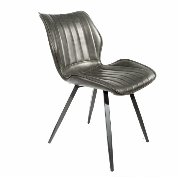 Ascoli Vegan Leather Grey Dining Chair PAIR