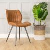 Ascoli Vegan Leather Tan Dining Chair PAIR