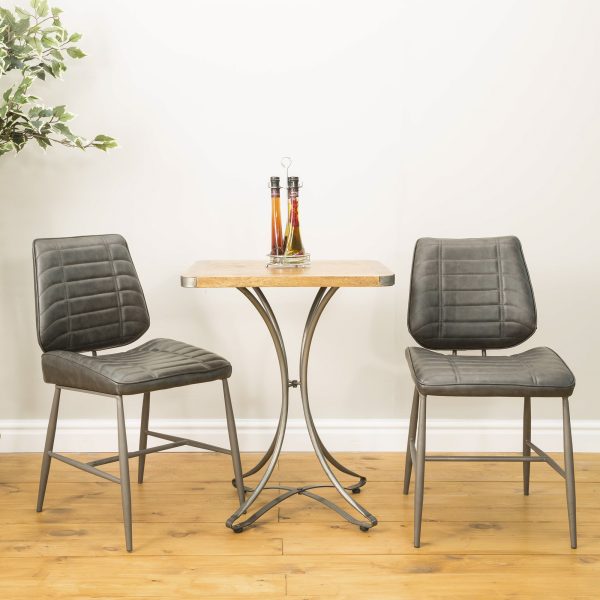 Calabria Vegan Leather Grey Dining Chair PAIR