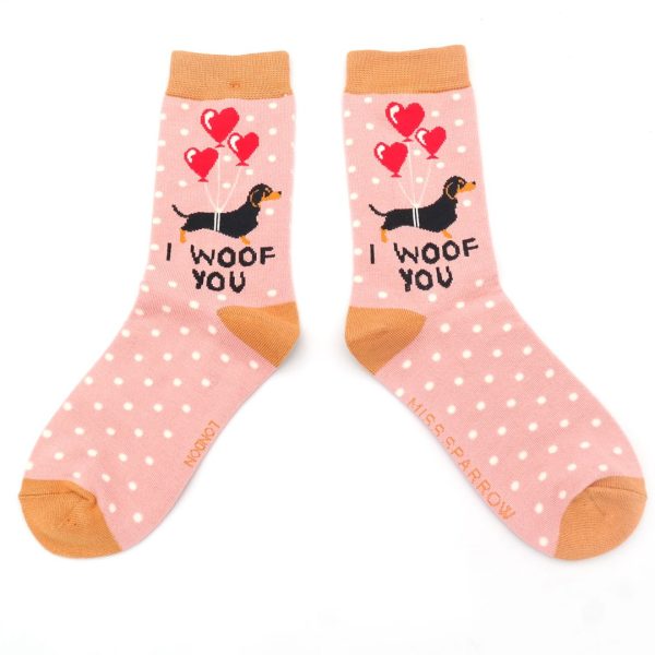 Dusky Pink I Woof You Socks