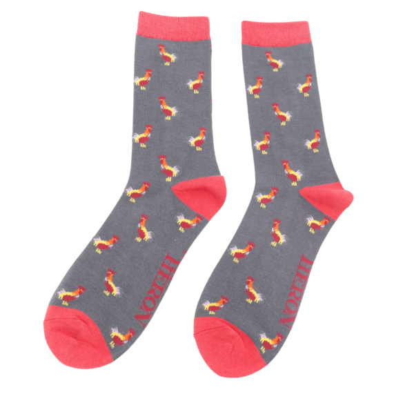 Mr Heron Charcoal Rooster Socks