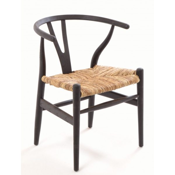 Chilham Black Chair With Rush Seat