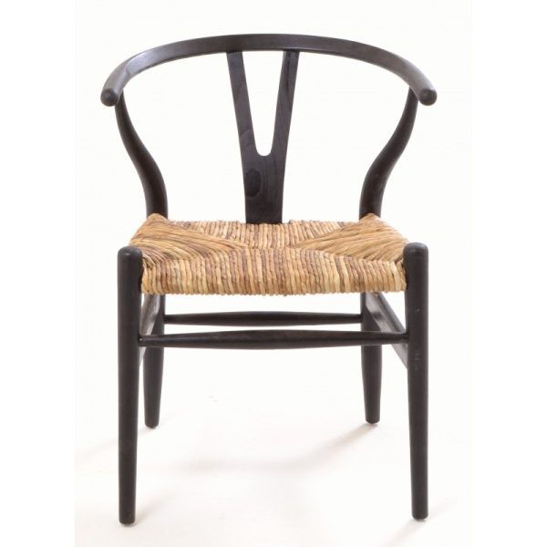 Chilham Black Chair With Rush Seat