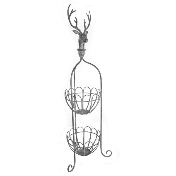 Deer Head 2 Tier Standing Basket