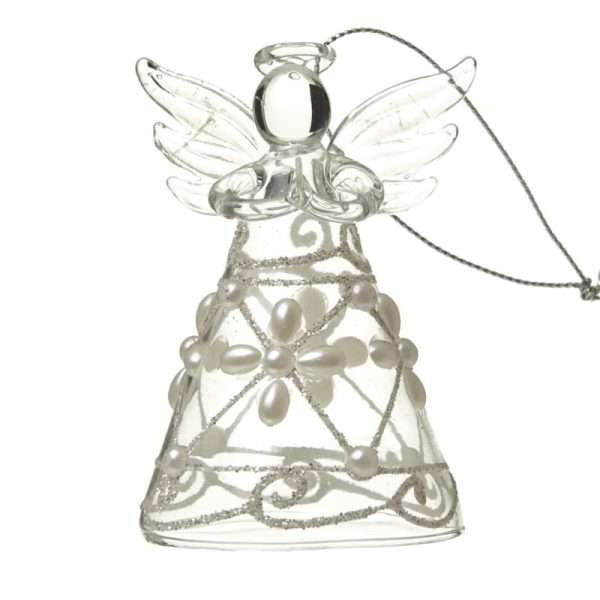 Glass Angel With Pearl & Glitter Design