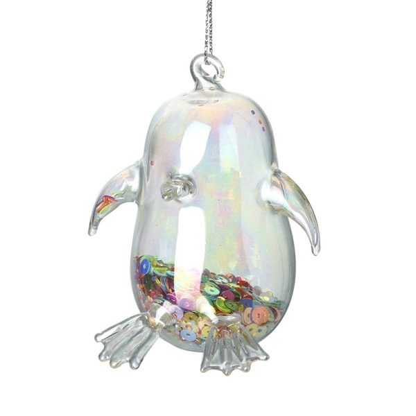 Hanging Glass Penguin Decoration