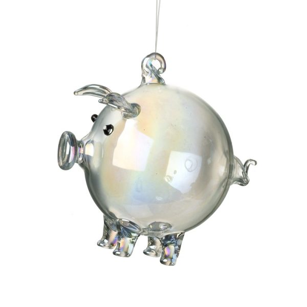 Hanging Glass Pig Decoration