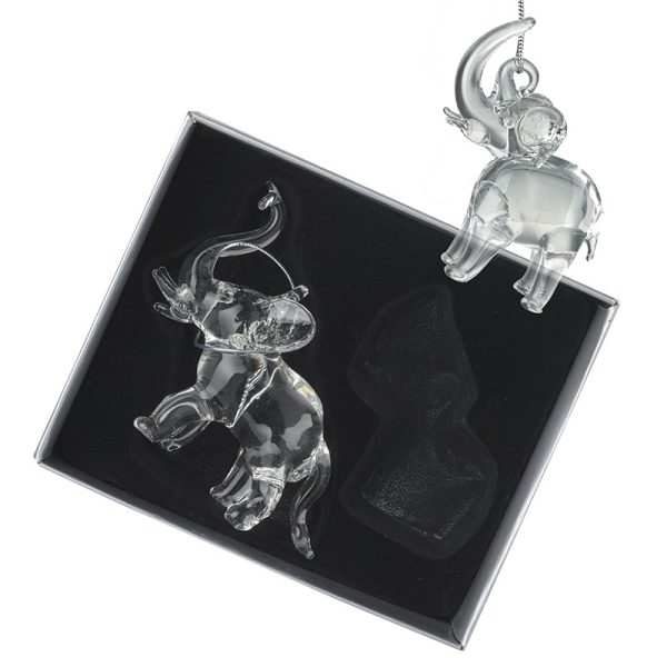 Large Glass Elephant Decoration