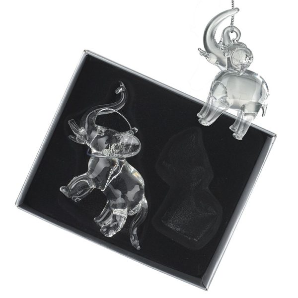 Small Glass Elephant Decoration